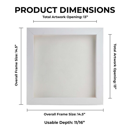 Classic White Wood Shadown Box Frame with Acrylic Front - White Suede Backing, 30 Sizes
